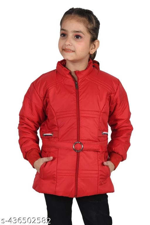 Nylon Jacket for Girls (Red, 1-2 Years)