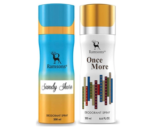 Ramsons Sandy Shore with Once More Deodorant for Men (200 ml, Pack of 2)