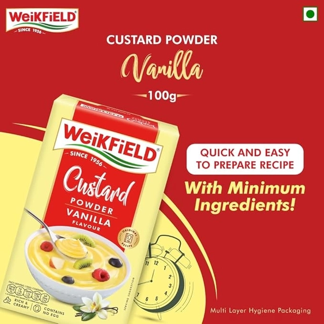 Weikfield कस्टर्ड पाउडर वनीला 100 g (बॉक्स)