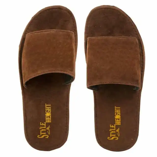 Style Height Velvet Airmax Men's Slipper (Brown, 10) (BM120)