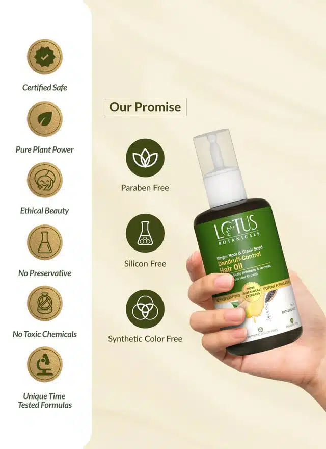 Lotus Botanicals Ginger Root & Black Seed Dandruff Control Hair Oil (100 ml)