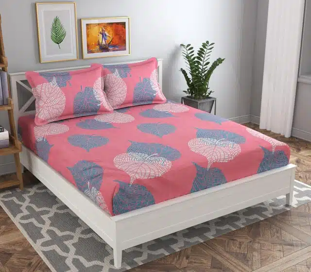 Double Bedsheet with Two Pillow Covers (Multicolor, 90x90 Inches)