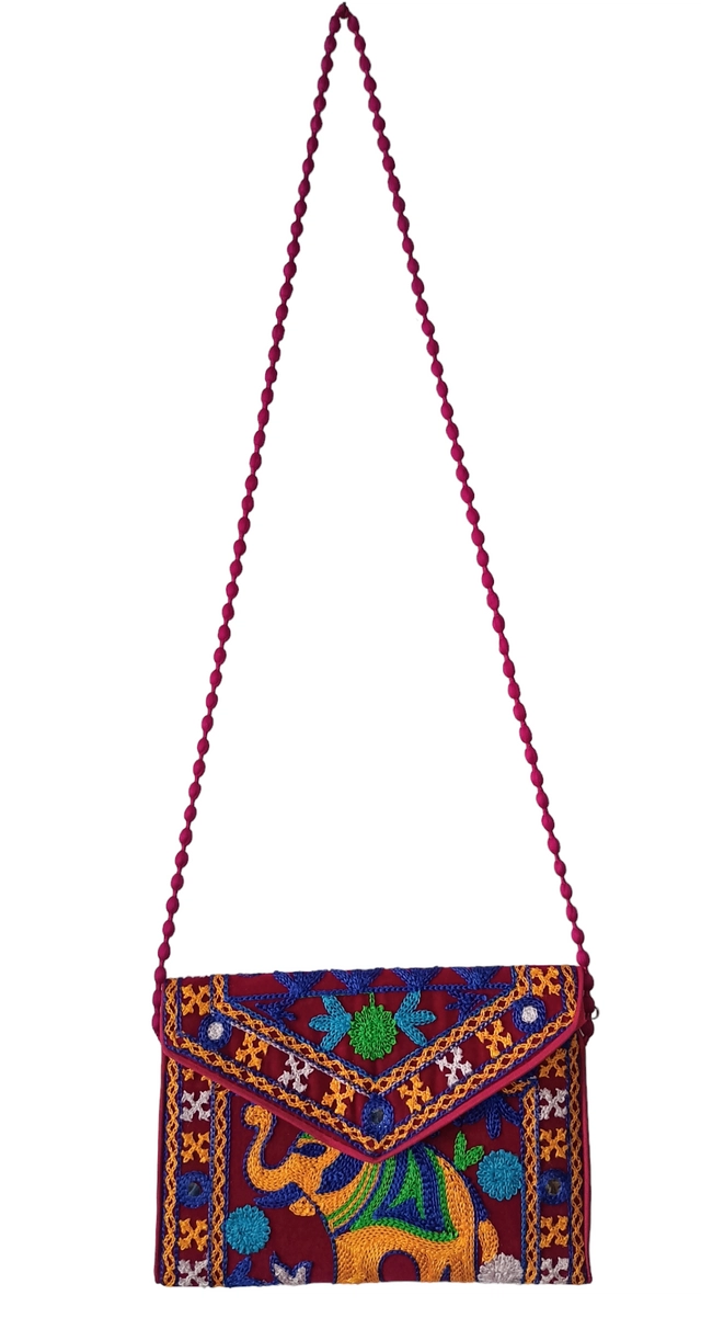 Handmade Rajasthani Sling Bag for Women (Maroon)