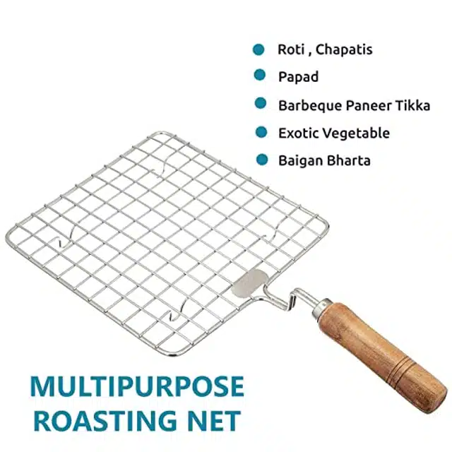 Stainless Steel Wire Roaster with Handle (Brown)