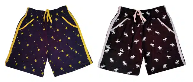 Cotton Blend Printed Shorts for Kids (Pack of 2) (Multicolor, 2-3 Years)