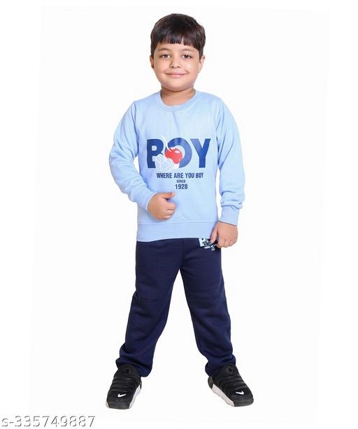 Cotton Blend Printed Clothing Set for Boys (Sky Blue & Royal Blue, 6-12 Months)