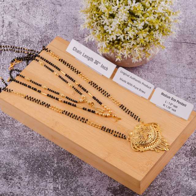 Copper Gold Plated Long And Sort Mangalsutra Combo For Women (Gold, 24 Size) (Y-1878)