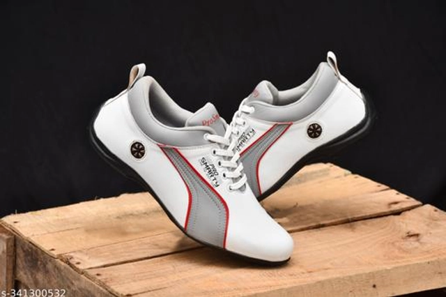 Sports Shoes for Men (White & Grey, 6)