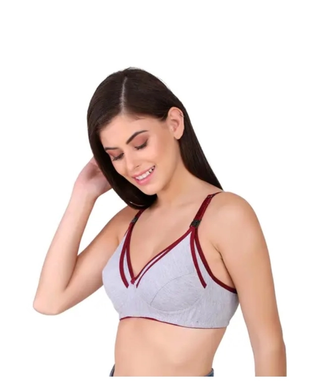 Polycotton Non Padded Bras for Women (Multicolor, 32) (Pack of 3)