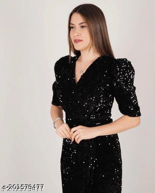 Flax Embellished Dress for Women (Black, XS)