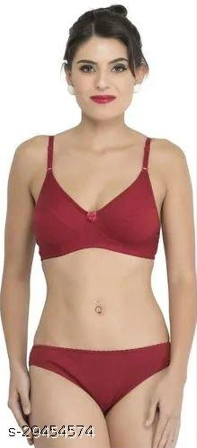 Cotton Blend Solid Lingerie Set for Women (Multicolor, 30A) (Pack of 4)