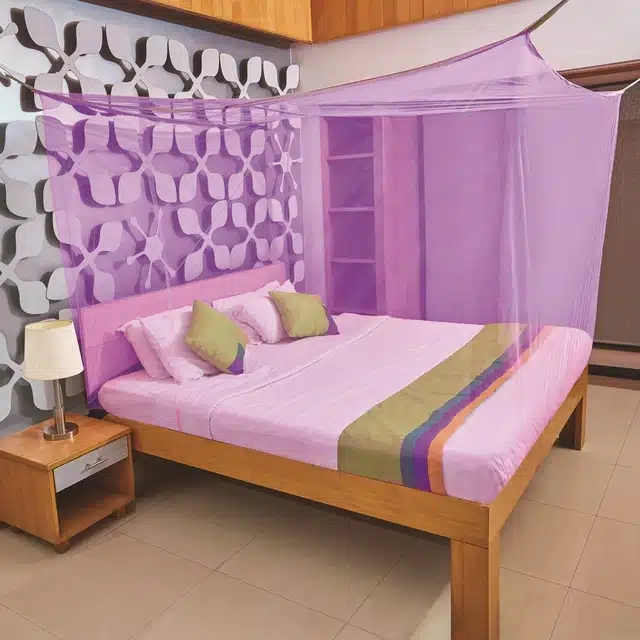 Polyester Double Bed Mosquito Net (Purple, 6X6.5 Feet)