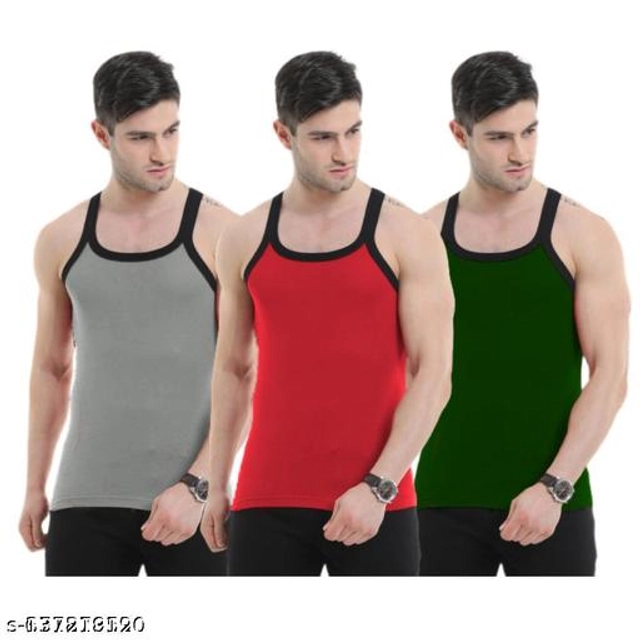 Cotton Vests for Men (Multicolor, XS) (Pack of 3)