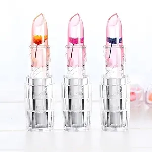 Waterproof Jelly Flower Transparent Color Changing Lipsticks (Multicolor, Pack of 3)