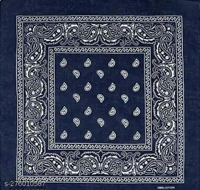 Cotton Bandana for Men & Women (Red & Navy Blue, Pack of 2)