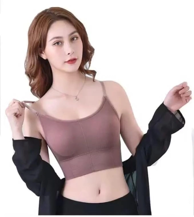 Cotton Padded Sports Bra for Women (Brown, Free Size)