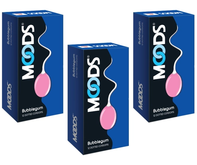 Moods Bubblegum 12 Pcs Dotted Condoms for Men (Set of 3)