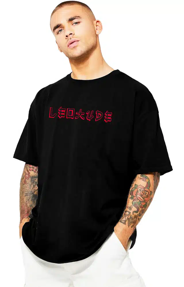 Men's Oversized Half Sleeves T-shirt (Black, S)