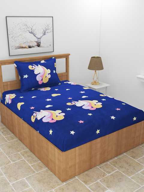 Morado Premium Poly Cotton Single Bedsheet with 1 Pillow Cover (60x90 inches, Multicolor)