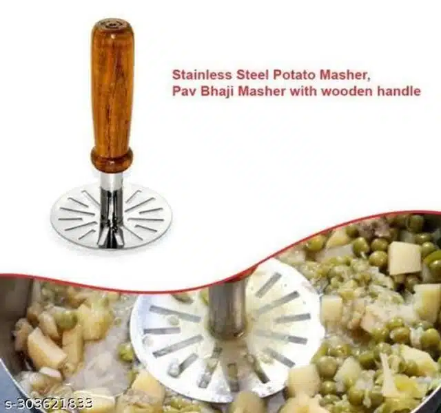 Stainless Steel Masher (Brown & Silver, Pack of 2)