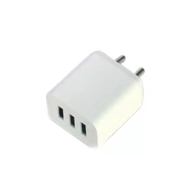 GUG 3 USB Port Fast Charger Mobile Adapter (White)