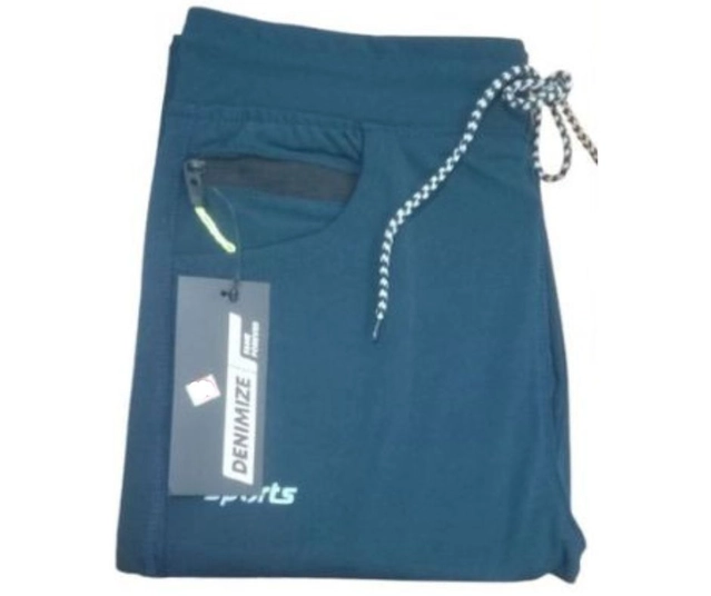 Linen Slim Fit Trackpants for Men (Teal, M)