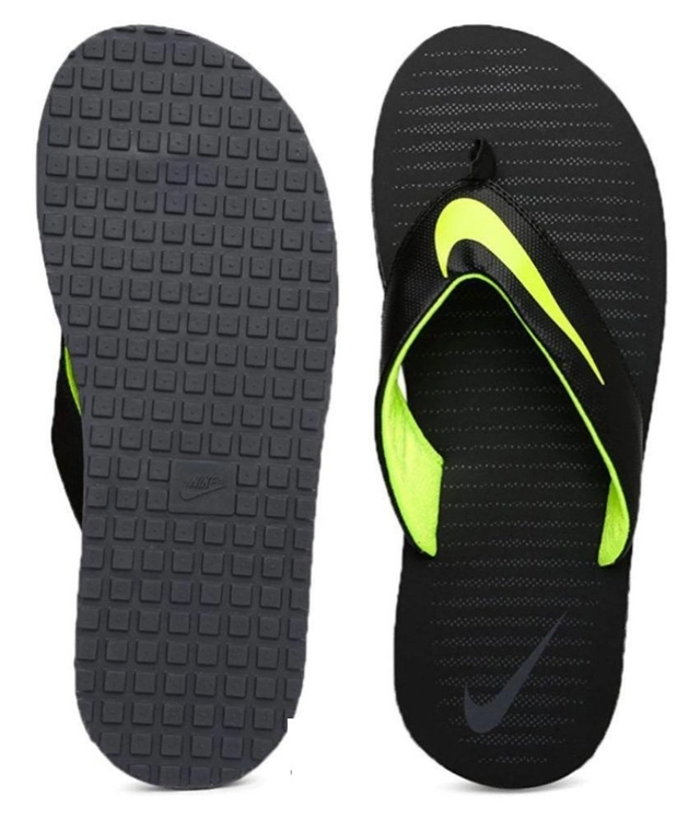 Flipflops for Men (Black & Light Green, 6)