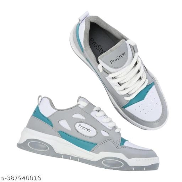 Sports Shoes for Men (Grey & White, 6)