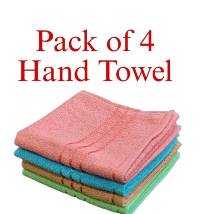 Cotton Solid Hand Towel (Multicolor, Pack of 4)