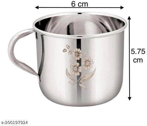 Stainless Steel Tea Cups (Silver, 140 ml) (Pack of 6)