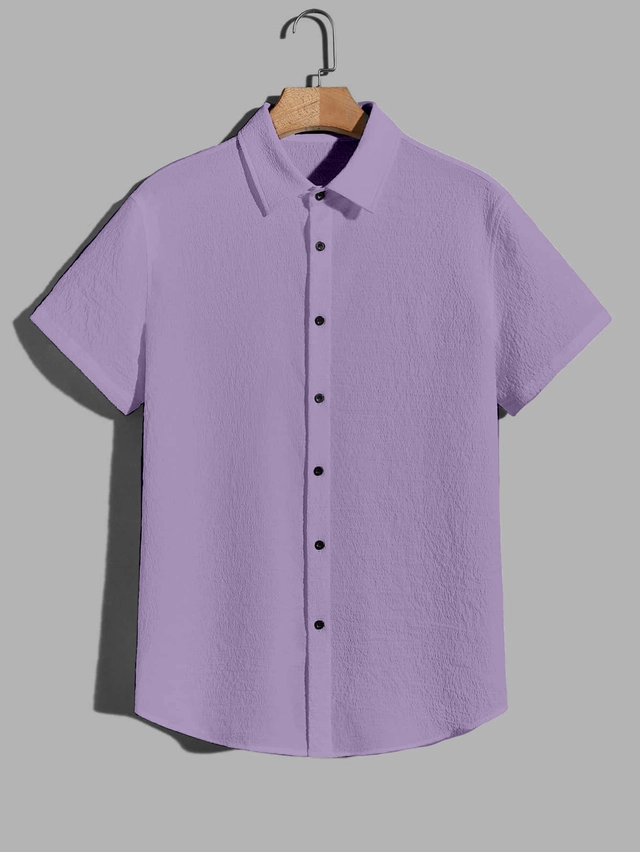 Popcorn Half Sleeves Shirt for Boys (Lavender, 8-9 Years)