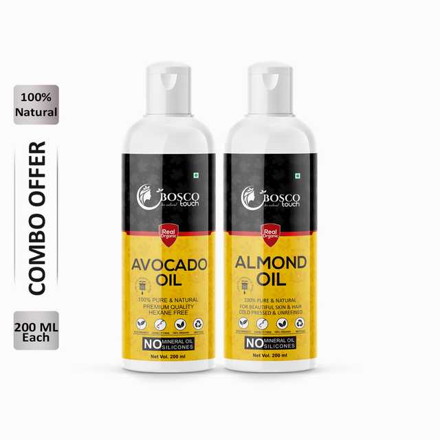 Bosco Touch Pure Avocado Oil (200 ml) & Almond Oil (200 ml) Combo For Rapid Hair Growth (Pack Of 2) (B-327)