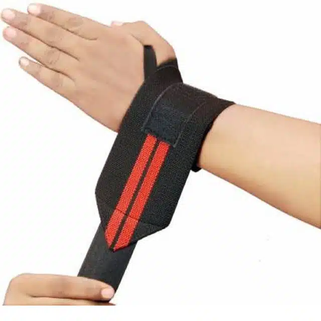 Wrist Band with Thumb Loops for Men & Women (Black & Red, Set of 1