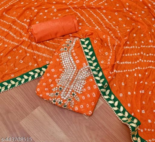 Art Silk Dyed Unstitched Suits fabrics for Women (Orange, 2.5 m)