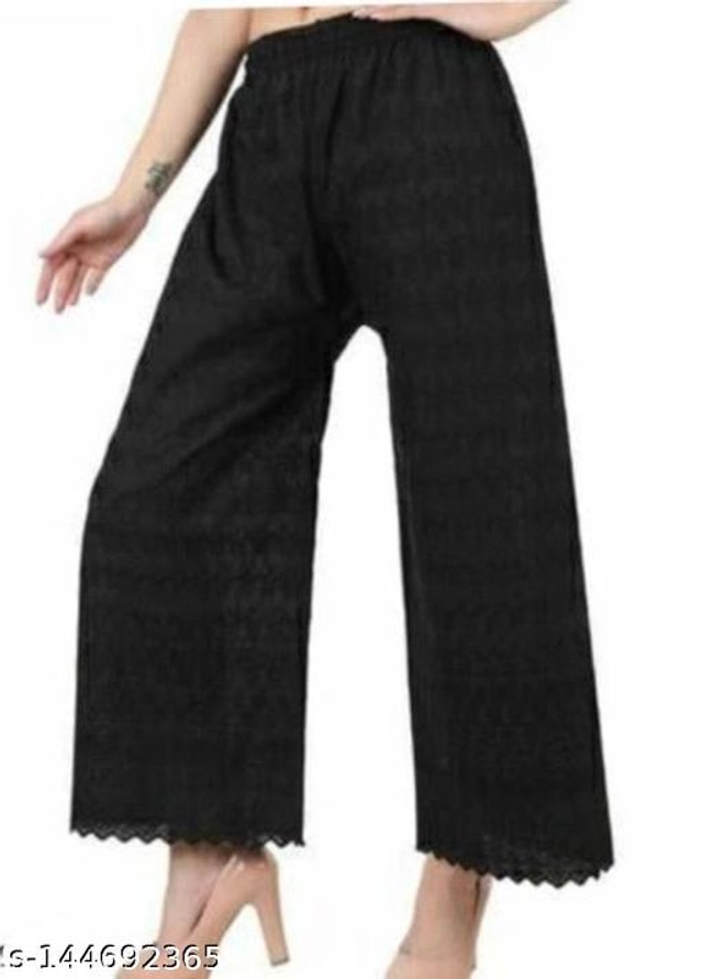 Cotton Palazzos for Women (Black, 28)