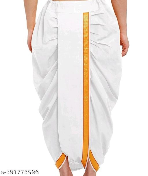 Silk Lace Dhoti for Boys (3-4 Years, White)