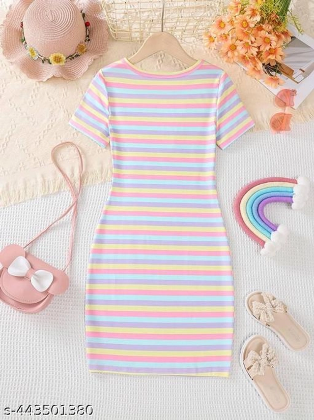 Crepe Dress for Girls (Pink, 3-4 Years)