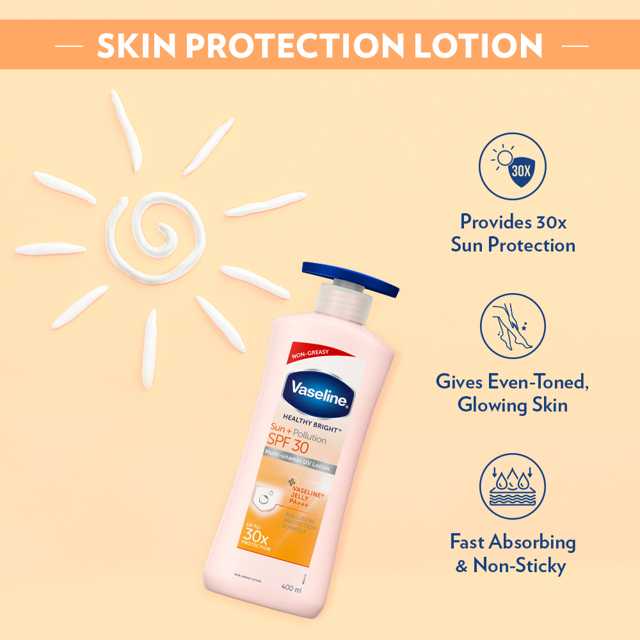 वैसलीन हैल्थी ब्राइट सन + पॉलुशन प्रोटेक्शन SPF 30 बॉडी लोशन 400 ml