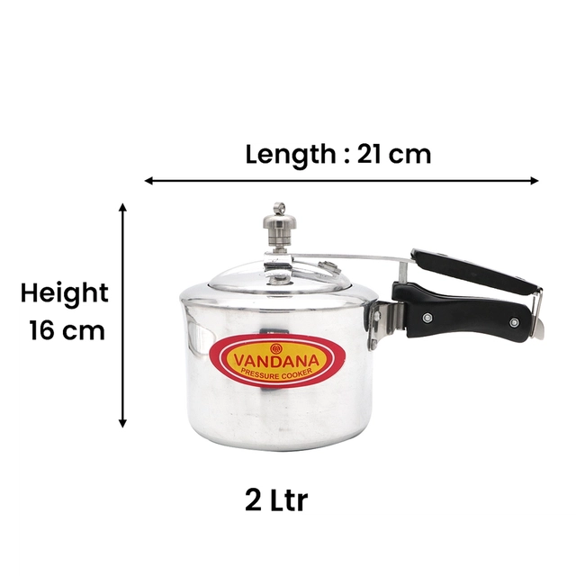 VANDANA Aluminium InnerLid Pressure Cooker Gas Stovetop Compatible (2 L, Pack of 1)