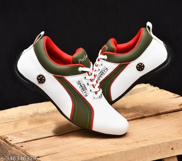 Sports Shoes for Men (White & Olive, 6)