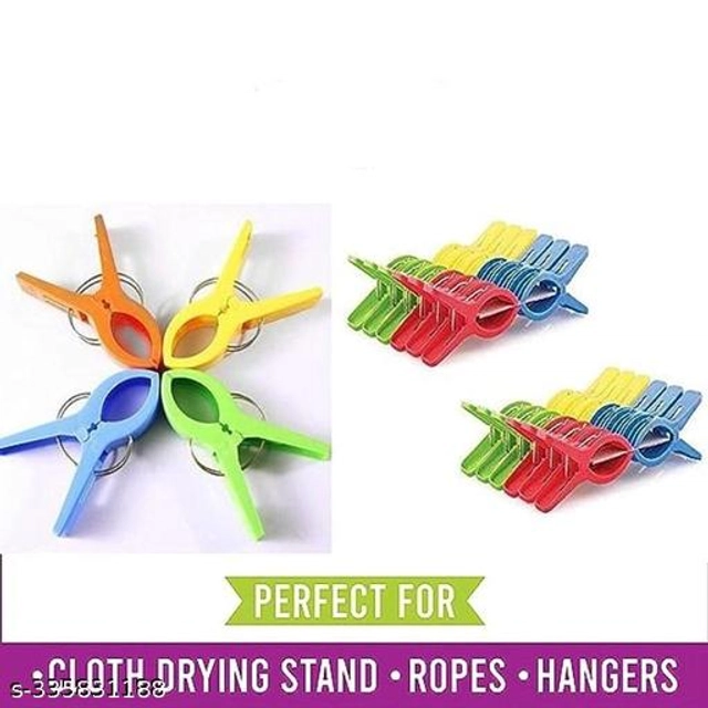 Plastic Drying Cloth Clips (Multicolor, Pack of 12)