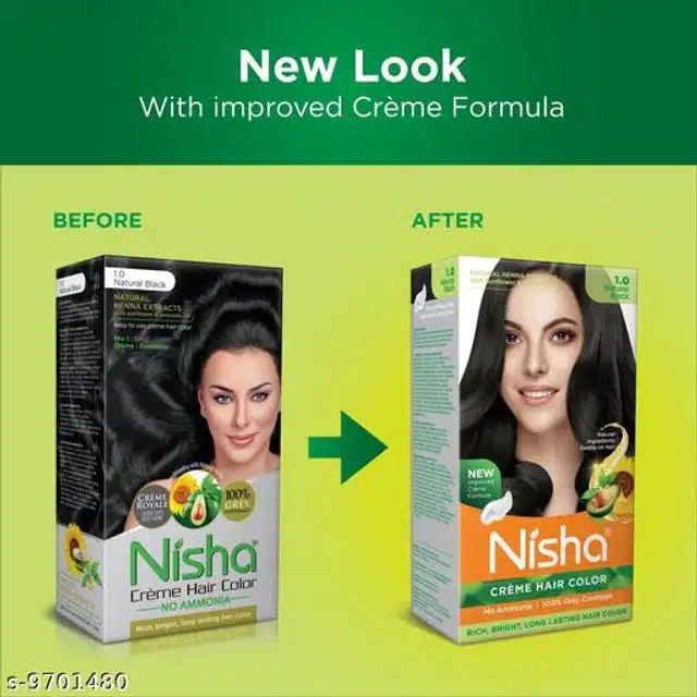 Nisha Cream Hair Color (Natural Black, 120 g) (Pack of 2)