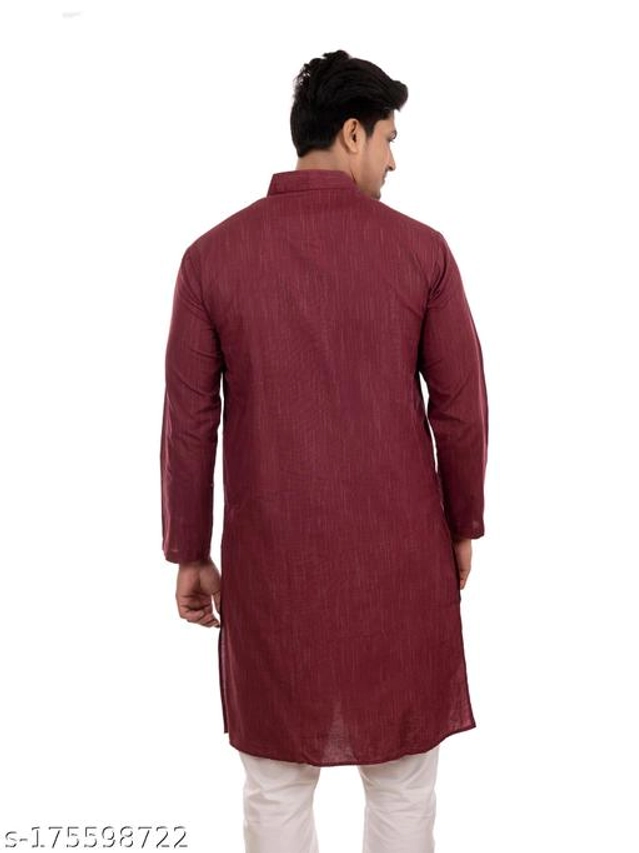 Cotton Blend Kurta for Men (Maroon, M)