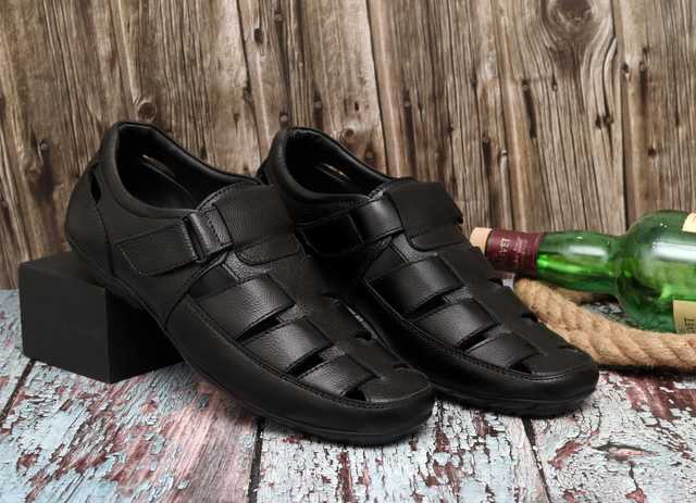 Stylish Synthetic Designer Men's Sandal (Black, UK 10) (kk-219)