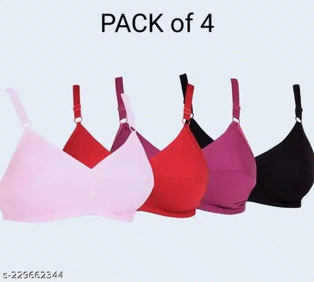 Cotton Bras for Women (Multicolor, 34A) (Pack of 4)