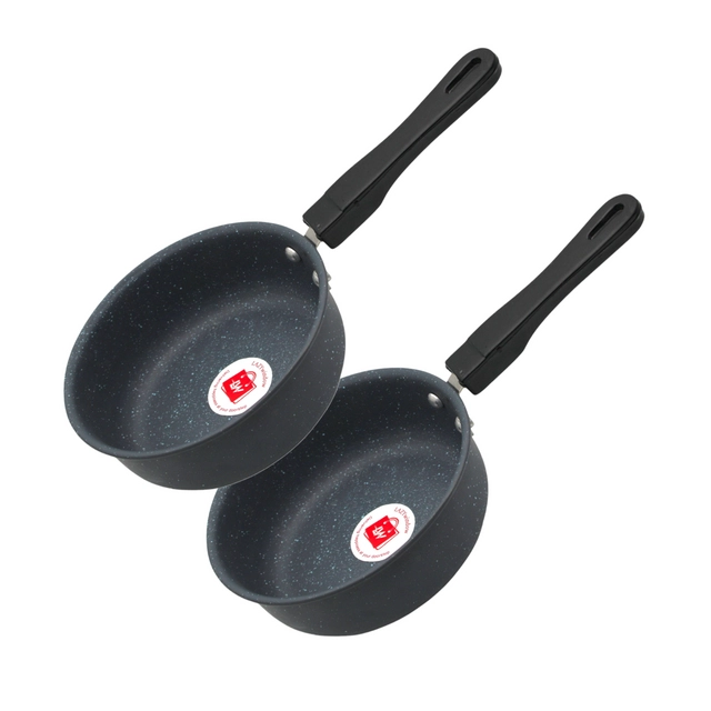 Non Stick Metal Saucepan (Pack of 2) (Grey, 17 cm)