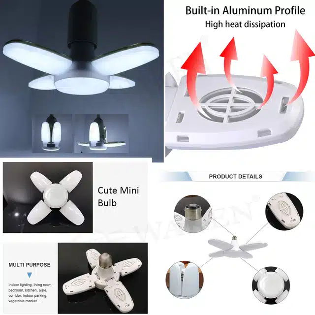 Mini Fan Shaped Foldable Bulb (Pack of 2) (White, 25 W)