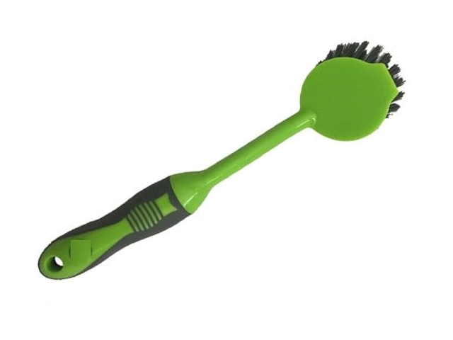 Plastic Heavy Duty Kitchen Scrub Brush with Rubber Grip (Green)