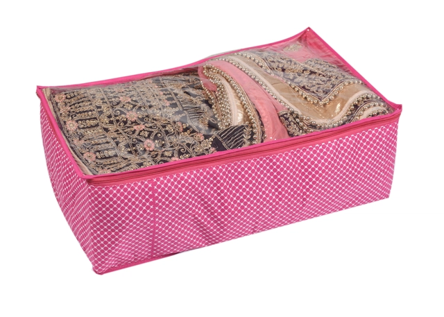 Cotton Zip Closure Saree Covers (Dark Pink, Pack of 2)