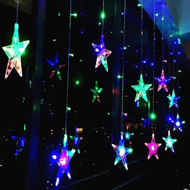 Stars LED Curtain String Lights for Festive Decoration (Multicolor, Set of 1)